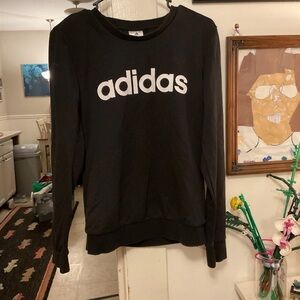 adidas Black Crew Sweatshirt with White Logo